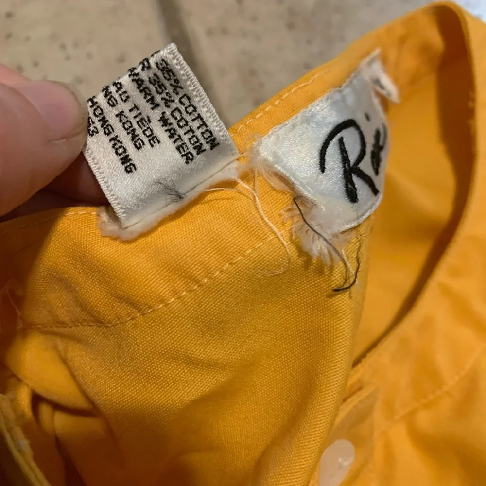 VINTAGE 80s Rouie Yellow Midi Shirt Dress with Belt Short Sleeve Size 12 - Picture 5 of 7